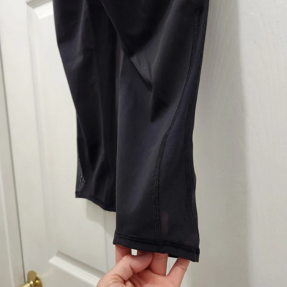 Lululemon Cropped Black Leggings with Side Mesh Panels